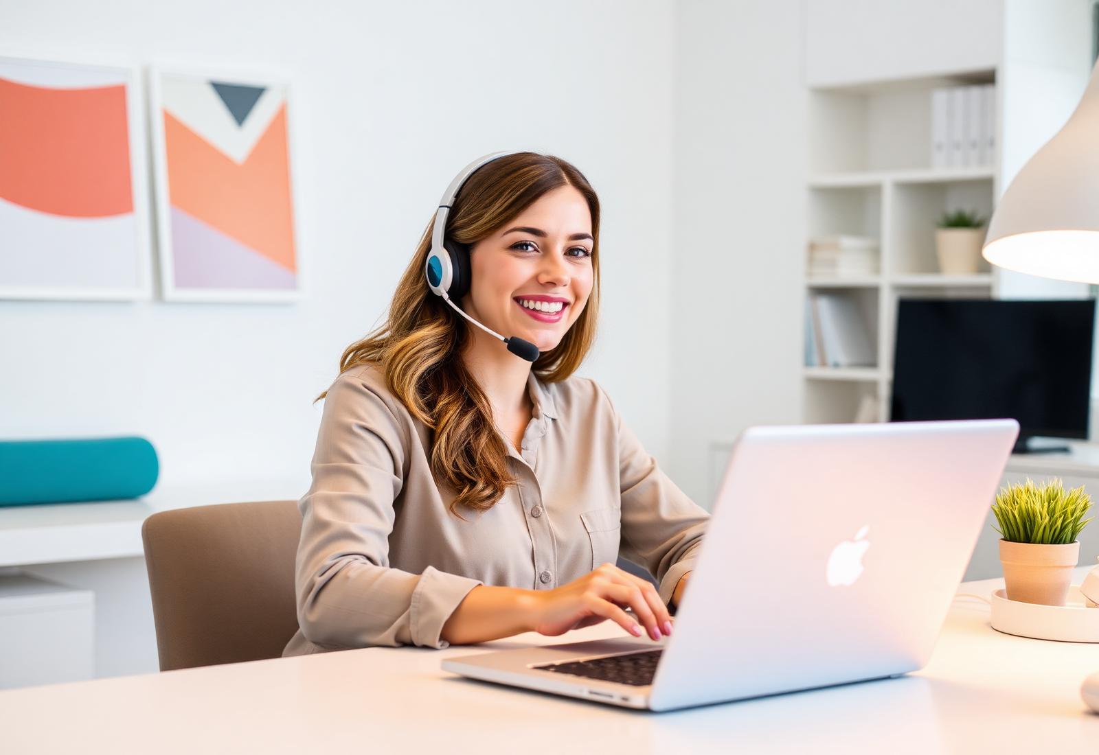 A friendly care coordinator on a headset